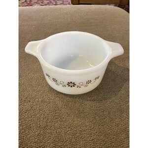 DYNAWARE PYR-O-REY Brown Daisy Small Casserole Soup Bowl Vintage 4.5" (TD)